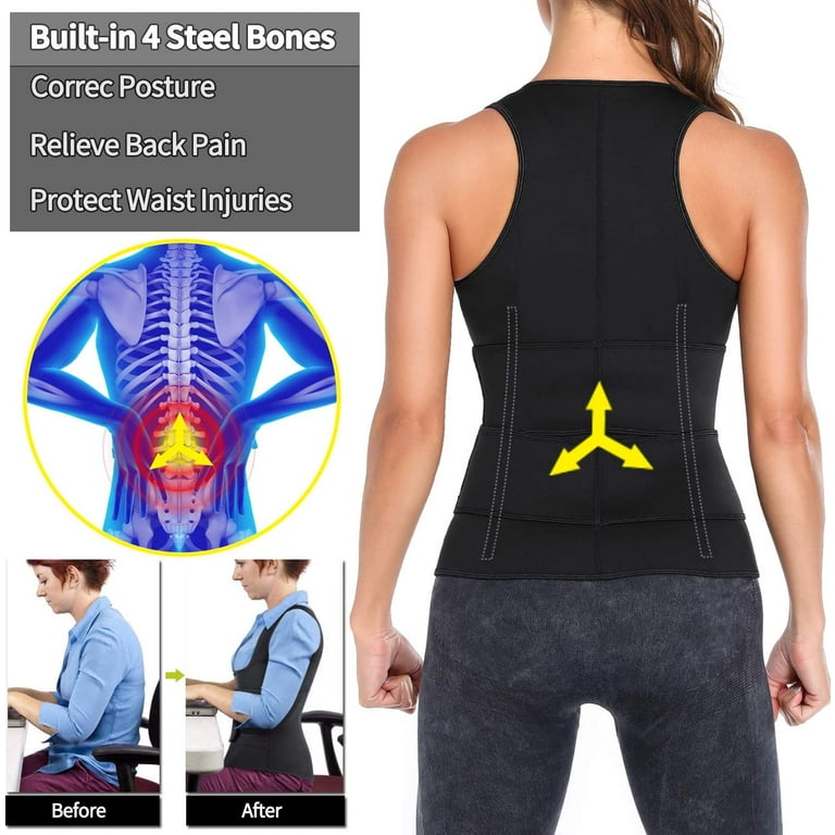Vaslanda Sauna Waist Trimmer Vest with Adjustable Double Straps Women Workout Compression Waist Trainer Sauna Suit Sweat Vest Weight Loss Neoprene Snug Fit Tank Top Walmart
