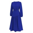 thumbnail image 6 of Hvot&aat Women's Elegant V Neck Midi Dress with Belt 2025 Fall Long Sleeve Evening Party Cocktail Dresses for Wedding Guests, 6 of 7