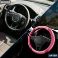 thumbnail image 3 of Car Steering Wheel Cover - Microfiber Leather Steering Wheel Wrap Sports 14.5-15 Inch Steering Wheel Cover Non-Slip for Men Women Pink & HotPink Color, 3 of 8