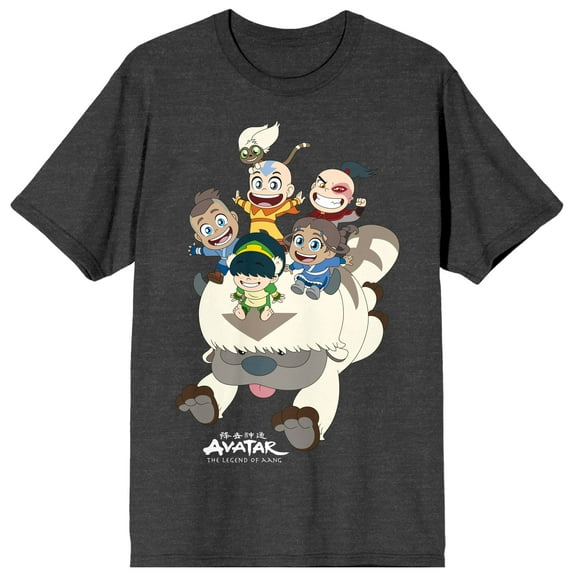 Avatar The Last Airbender Aang and Friends Men's Charcoal T-shirt-XL