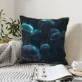 thumbnail image 6 of Xecao Ice blue light spot jellyfish Print Soft Velvet Decorative Throw Pillow Covers, Square Cushion Cases for Bed, Sofa, Living Room, Car, and Indoor Outdoor Use-16"x16", 6 of 8