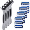 thumbnail image 1 of Rastrillos para Rasurar SmoothPro 4Paqs 4x3Cartuchos 4Mangos 6Hojas Cabeza Flexible Gris/Negro/Azul Acero Inoxidable/Plá, 1 of 1