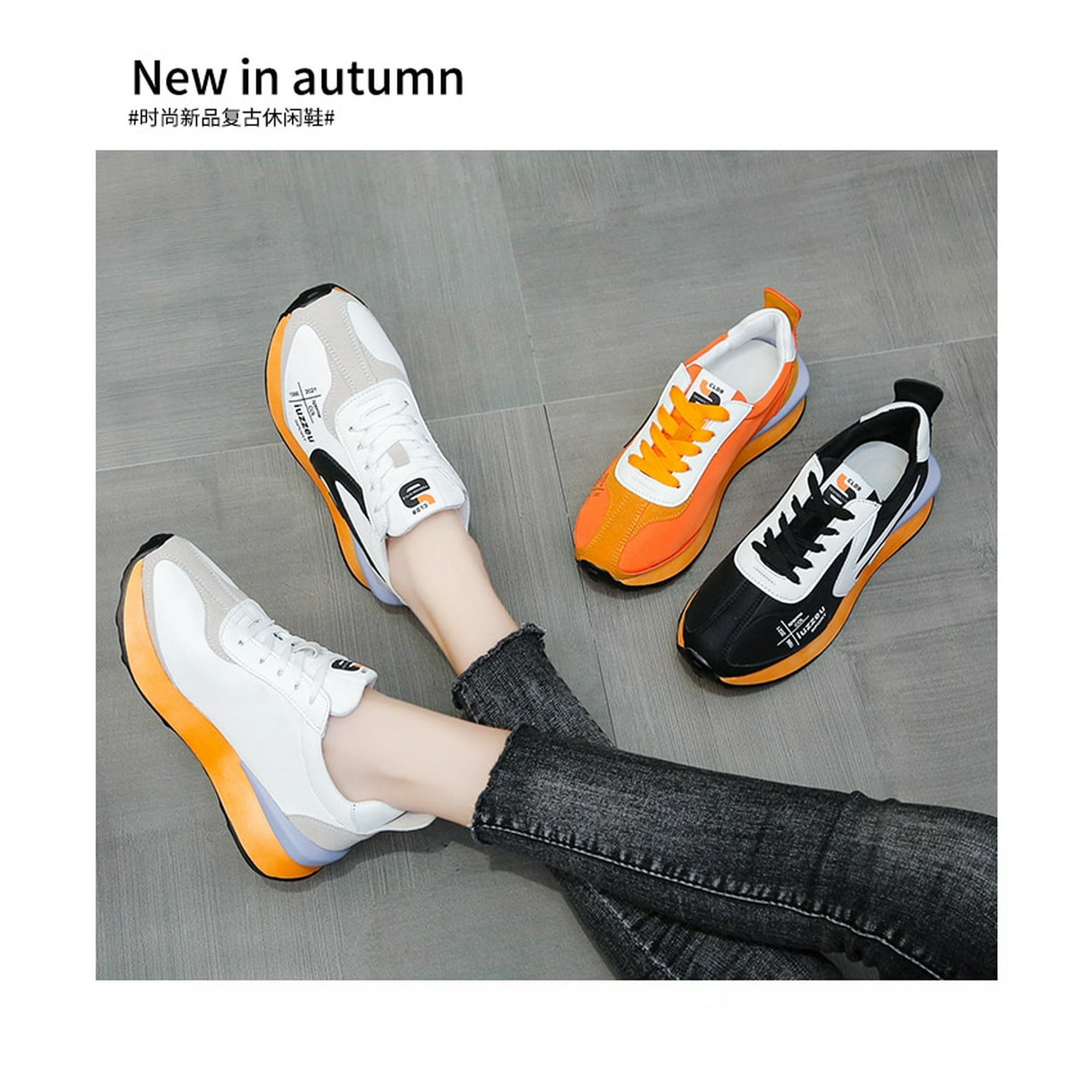 New High End Womens Balance Shoes Fashionable Leather Shoes Casual Sports Women Shoes Outdoor Fitness Running Shoes 9962 orange 38 Walmart