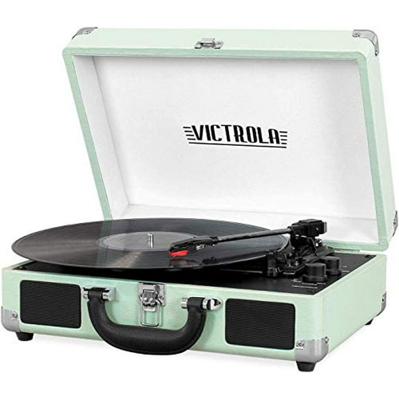 Victrola Vintage Tocadiscos portátil Bluetooth de 3 velocidades con altavoces incorporados | Sonido de audio del tocadiscos mejorado | Incluye lápiz óptico adicional | Perfecto (VSC-550BT-HOM)