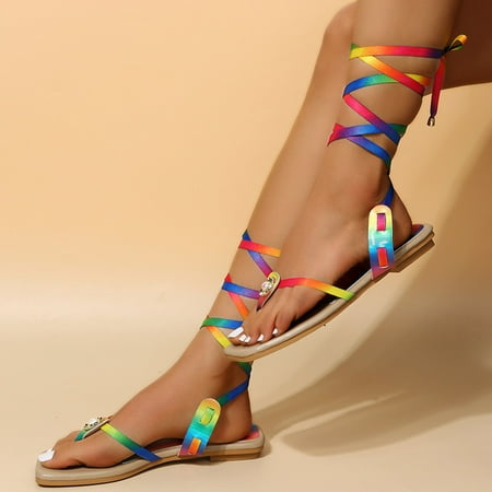 

Cathalem Jelly Sandals for Women Size 10 Women Flat Sandals Square Toe Beach Sandals Fairy Fashion Color Sandals for Women Khaki 7