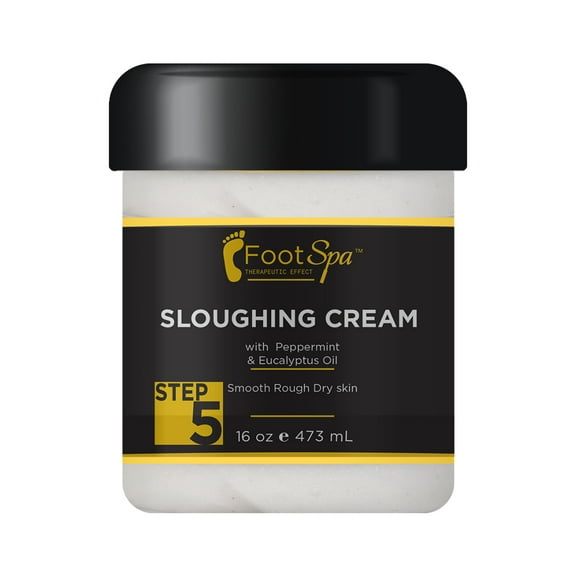 FOOT SPA - Foot Cream, Sloughing Lotion, Peppermint and Eucalyptus Oil, 16 Oz - for Dry Cracked Feet, Scrub Gently, Exfoliating, Smooths and Eliminates Buildup of Dead Skin