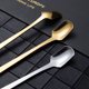 thumbnail image 4 of Cucharadita de mango largo, 12 piezas, 14,5 cm, cucharas cuadradas para mezclar y revolver de acero inoxidable para cóctel, helado, batido, bebida fría, café, 4 of 5