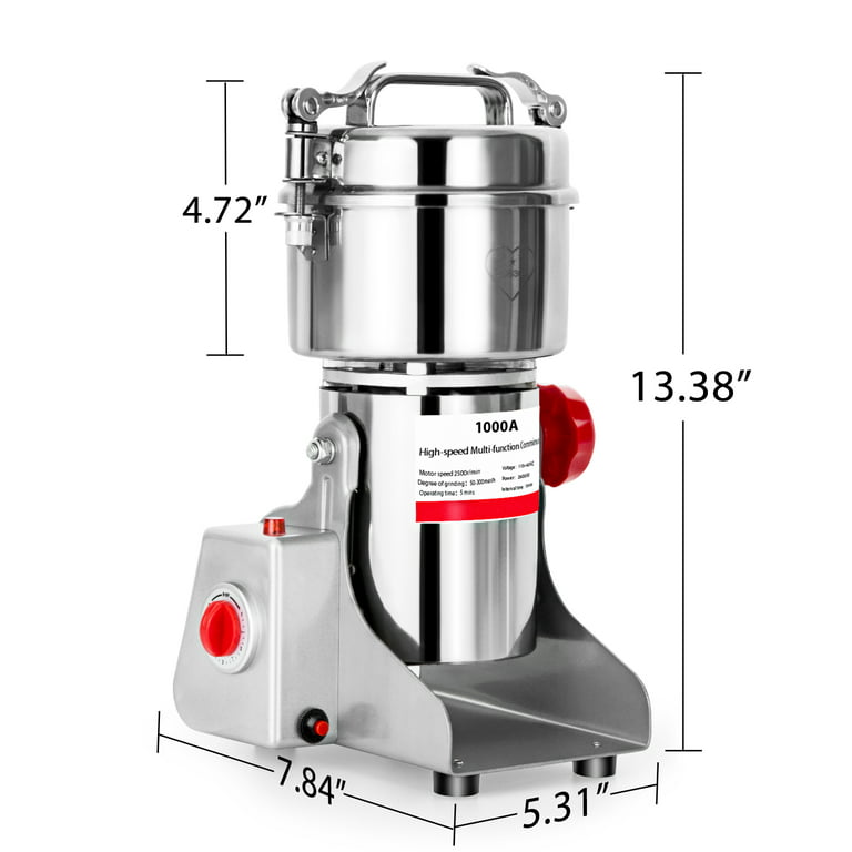 1000g Electric Grain Mill Grinder, High Speed 3750W Commercial