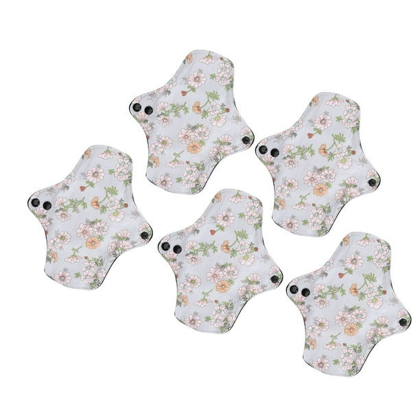 5 TOALLAS Sanitarias Reutilizables, Fuerte Absbión de Agua, Algodón Suave, Tallas Sanitarias Lavables con Almacenamiento Plegable, Hechas de Algodón para Uso Seguro