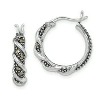 Primal Silver Sterling Silver Swirl Hoop Marcasite Earrings