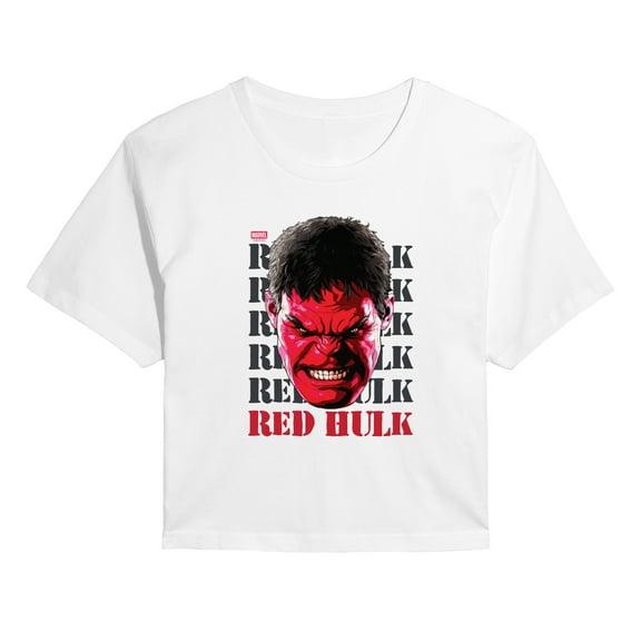 Marvel - Big Red Hulk Face - Juniors Cropped Graphic T-Shirt