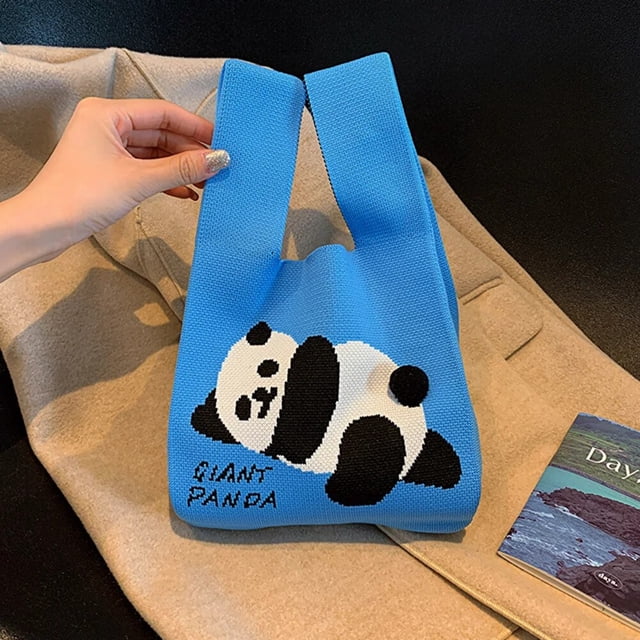 Mini Sac à Poignet Noué Mignon Sac Fourre-Tout Tricoté pour Femmes Sac à Main Poignée Décontractée Sac à Bandoulière Pochette pour Téléphone Clé Sac d'Étudiant Réutilisable