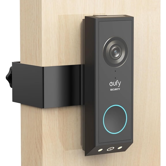Anti-Theft Door Mount for Eufy E340, No-Drill Adjustable Mounting Bracket with Eufy Doorbell E340, Not Blocking Doorbell Sensor, Apartment Door Bell Kits for Renters, Black