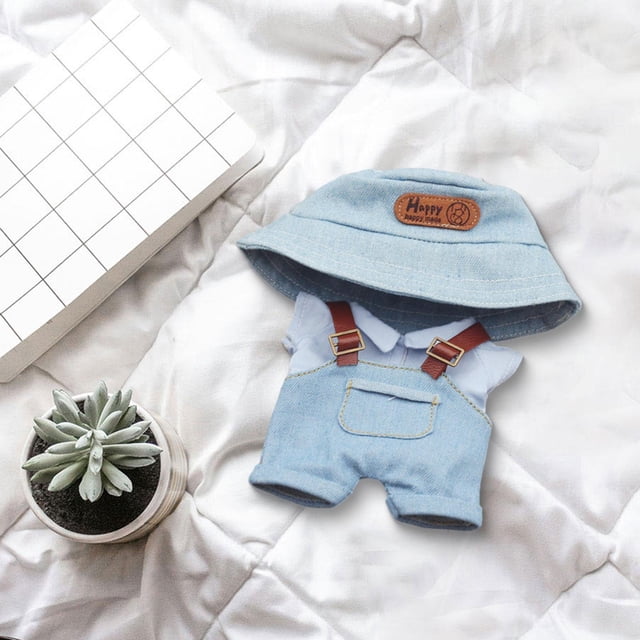 Camisa y pantalones de muñeca de peluche Hugo para muñecas de 15 cm y 17 cm con sombrero
