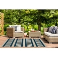 thumbnail image 5 of Safavieh Courtyard Caroline Striped Indoor/Outdoor Area Rug, Navy/Beige, 4' x 4' Square, 5 of 17