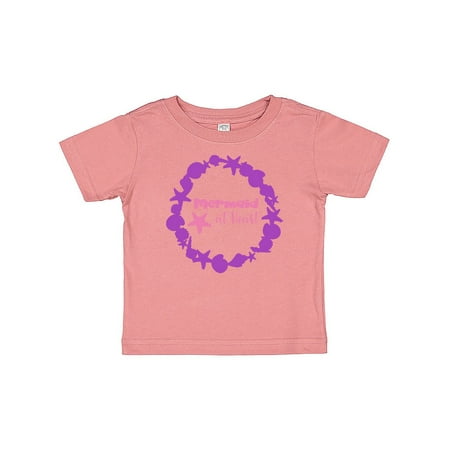 

Inktastic Mermaid At Heart Seashell Starfish - Pink Purple Gift Baby Girl T-Shirt