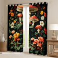 thumbnail image 2 of Homewish Vintage Botanical Mushroom Blackout Curtains Set of 2 (52x84 Each),Dreamy Floral Curtain,Black, 2 of 6