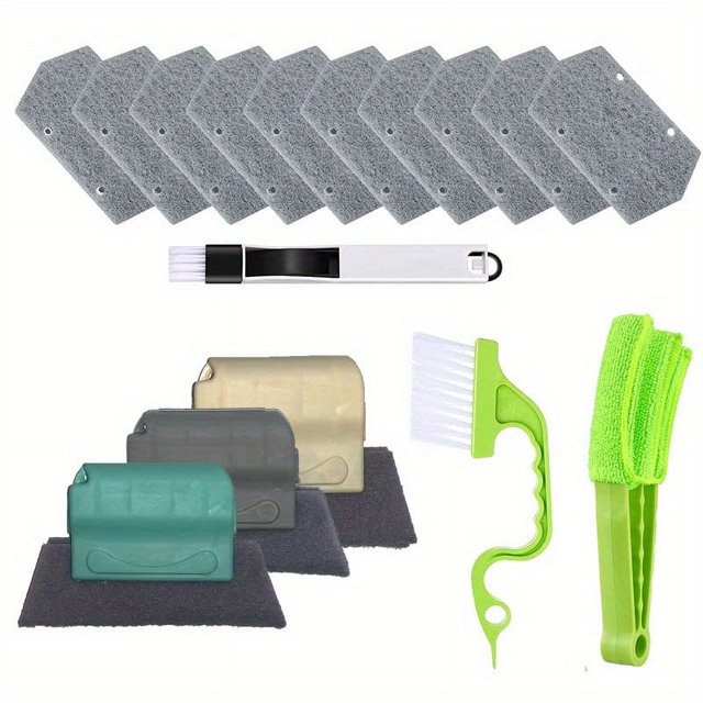16pcs Cleaning Brush, Handheld Crevice Brush, Groove Door Window Track Groove Corner Crevice Brush, Sliding Door Cleaning Brush, Tile Blinds Cleaning Brush