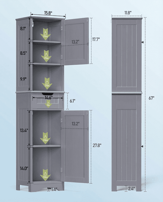 Aiho 67 " Bathroom Storage Cabinet with Adjustable Shelves, Kitchen Pantry with Drawer and Doors for Bathroom, Freestanding - White
