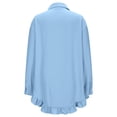 thumbnail image 5 of Ruimatai Women's Casual Loose Ruffle Hem Blouse Long Sleeve Lapel Shirt Comfortable Polyester Pullover Top Fashion Tunic, 5 of 8