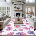 thumbnail image 3 of Large Area Rugs for Living Room Bedroom, Purple Pink Spring Floral 8'x10' Rug Washable Carpet Runner Indoor Outdoor, Summer Botanical Flower Non Slip Floor Mats Rug for Kitchen, Patio, 3 of 8