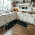 thumbnail image 5 of Merry Christmas Kitchen Mats Set of 2 Xmas Pine Branches Leaves Bells Snowflake Winter Christmas Decor Low-Profile Christmas Kitchen Rugs for Floor, 17x30 and 17x47 Inches, 5 of 6