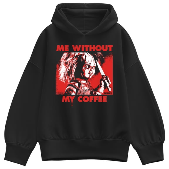 Chucky - Chucky Without Coffee Oversized Fleece Hoodie Sweatshirt