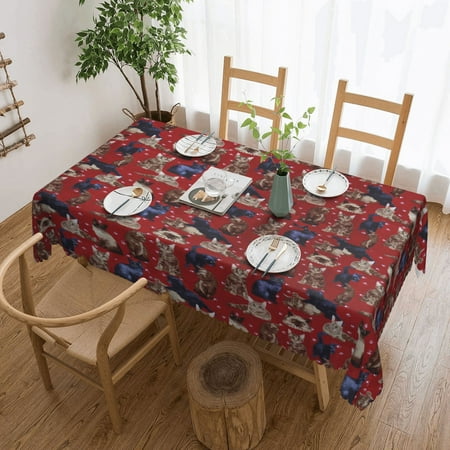 

Tablecloth Cat Paw Red Pattern-- Table Cloth For Rectangle Tables Waterproof Resistant Picnic Table Covers For Kitchen Dining/Party(54x72in)