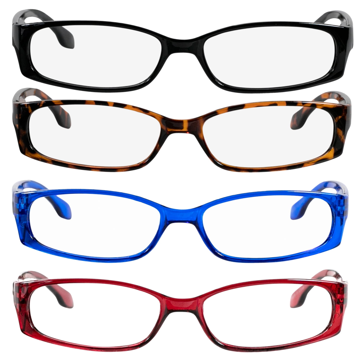 Reading Glasses | Best 4 Pack of Readers Women and Men | Stylish Look and Crystal Clear Vision When You Need It! | Comfort Spring Arms & Dura-Tight Screws