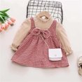 thumbnail image 2 of HUITKMM Girls Dresses Toddler Girls Winter Long Sleeve Bowknot Plaid Ruffle Dress Dress, 2 of 6