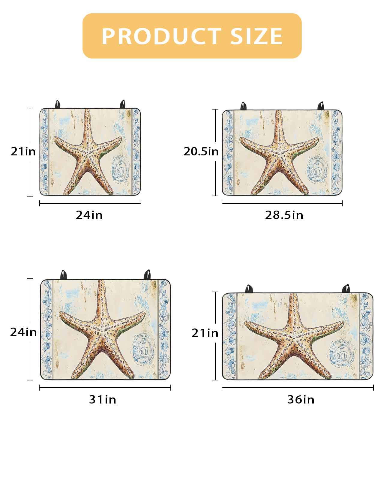 nqOlkjepod Large Induction Cooktop Protector Mat 24"x21", Coastal Beach Starfish Stove Top Covers for Electric Stove, Summer Vintage Watercolor Wave Stove Burner Cover Mats, Glass Top Stove Cover