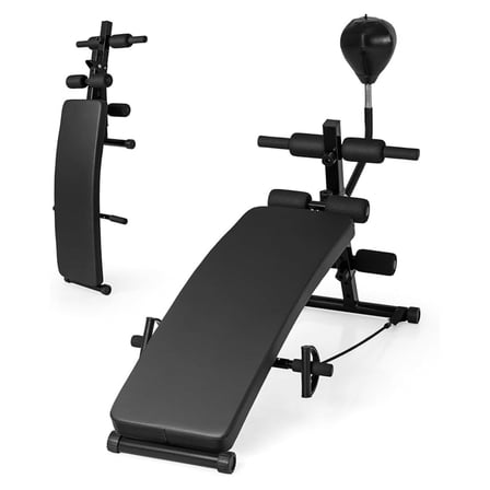 3 in 1 Decline Ab with Speed Ball & Resistance Bands, 5-Level Adjustable, 300 lbs Weight Capacity