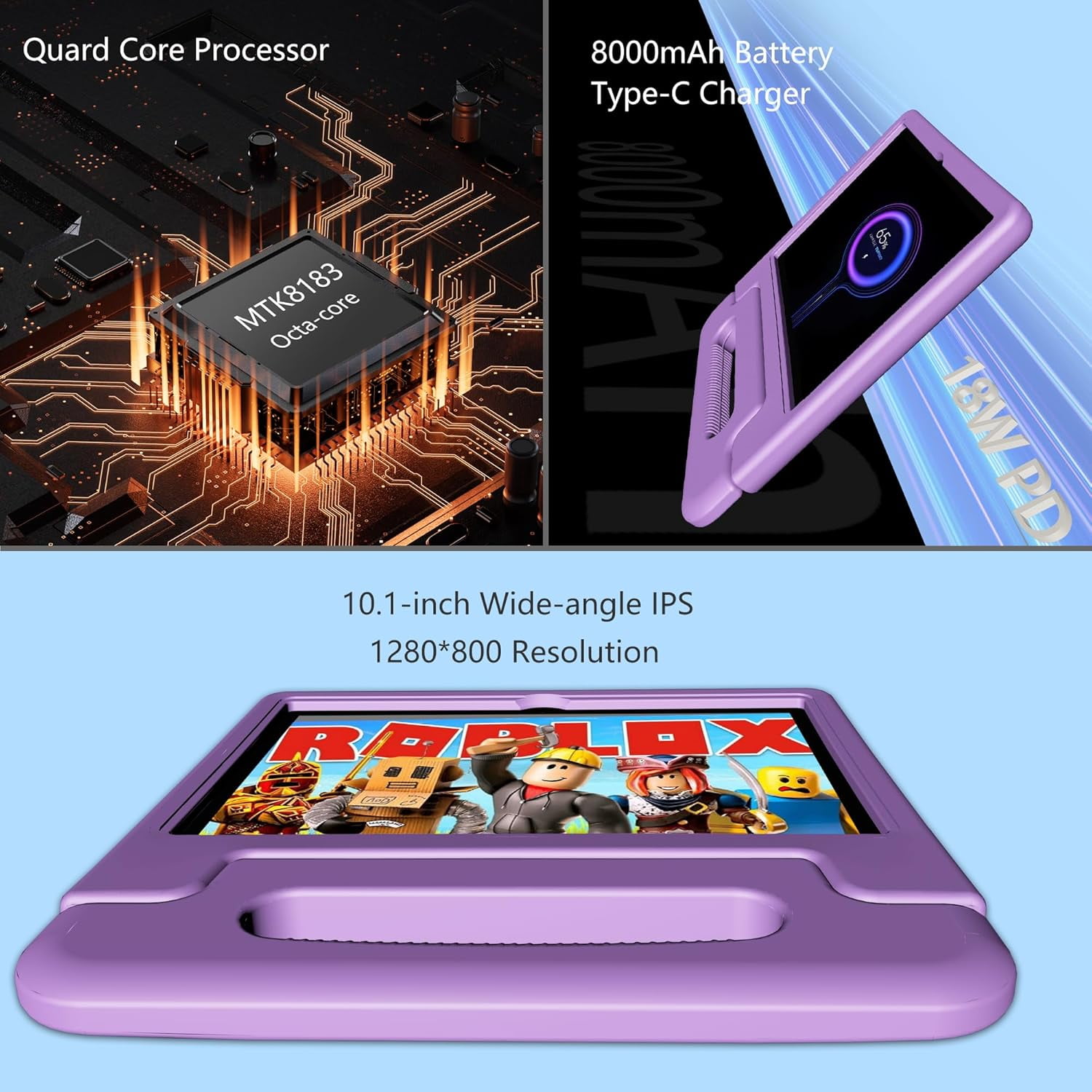 Kids Tablet 10 Inch, Tablet for Kids Android 13, 4GB+64GB, 8-Core CPU, WiFi 6, 12H Battery Life, Parental Control, 1280 * 802 HD Display, Dual Cameras, Shockproof Case, Pre-Installed Educational Apps