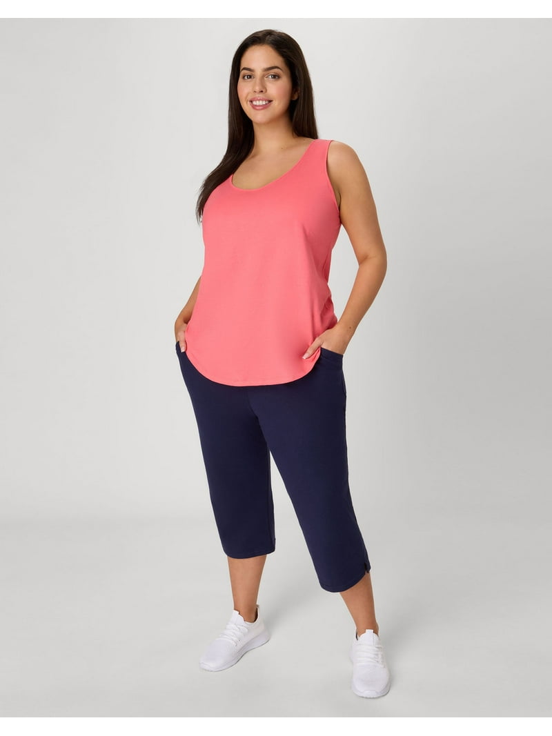 Hanes Just My Size Women's French Terry Capris, Plus Size 1X, Navy