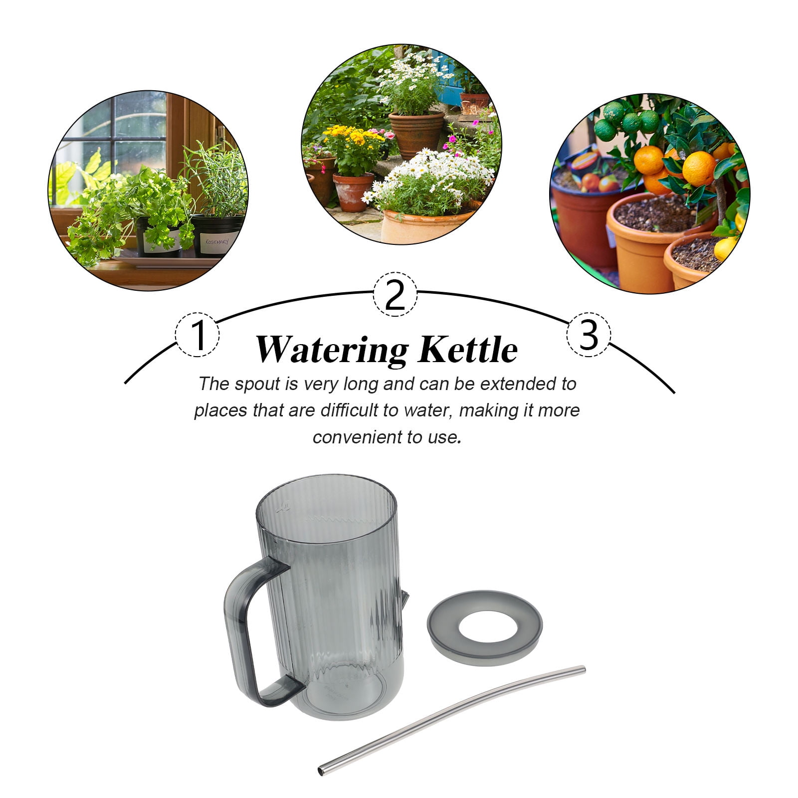RENACLIPY Grey Plastic Watering Can with Spout for Indoor and Outdoor Garden Plants, 1 Piece Watering Kettle