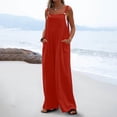 thumbnail image 4 of Summer Fashion Plus Size Jumpsuits for Women Petite Printed Jumpsuit Casual Button Pocket Sleeveless Wide Leg Trousers, 4 of 8