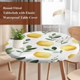 thumbnail image 3 of Lemon Round Tablecloth 36-44 Inch Round Fitted Table Cloth with Elastic Edge, Yellow Fruit Sage Green Leaves Watercolor Floral Waterproof Table Cover Protector for Outdoor Picnic Party Dining, 3 of 6