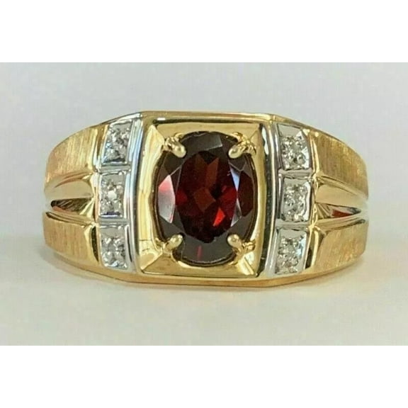 2.5Ct Oval Cut Red Garnet Women's Engagement Ring 14k Yellow Gold Plated Silver - 7