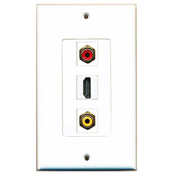 RiteAV - 1 Port HDMI and 1 Port RCA Red and 1 Port RCA Yellow Decorative Wall Plate