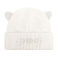 thumbnail image 3 of Baby Knit Beanie Cat Ear, Toddler Newborn Winter Warm Cute Ears Love Heart Embroidered Infants Cap, White 0-6 Months, 3 of 6
