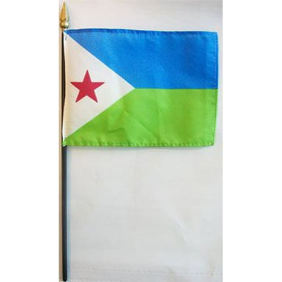 Djibouti - 4"X6" Stick Flag