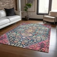thumbnail image 6 of HomeRoots 622177 8 x 10 ft. Teal, Blue & Merlot Aztec Washable Transitional Indoor & Outdoor Rectangle Area Rug, 6 of 9
