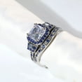 thumbnail image 6 of Matching Rings White Gold Plated Couple Rings Blue CZ Wedding Ring Sets for Him and Her, 6 of 6