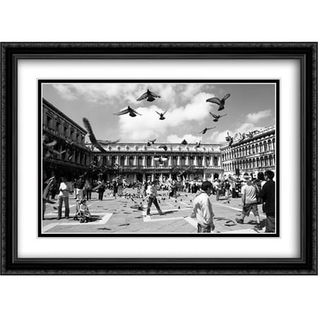 Piazza San Marco, Venice 2x Matted 38x28 Large Black Ornate Framed Art Print by The Cityscape Art Print Series