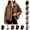 Bronze, variant on Women Faux Leather Bomber Jacket Batwing Sleeve Loose Fit Cropped Coat Casual Trendy Outerwear