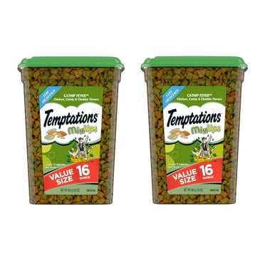 2X - Temptations Mixups Chicken Catnip & Cheddar Flavor Crunchy and Soft Cat Treats, 16 oz Tub