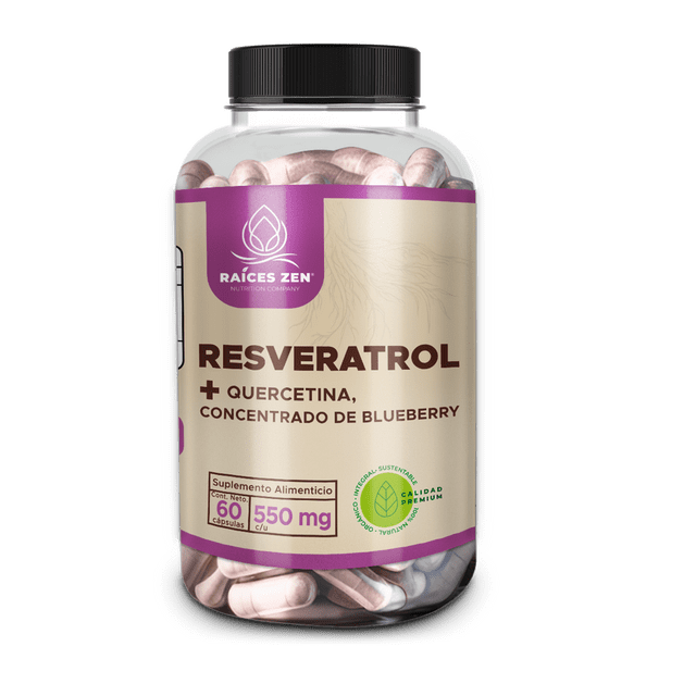 Resveratrol+ Quercetina y concentrado de Blueberry Raíces Zen 60 Cápsulas