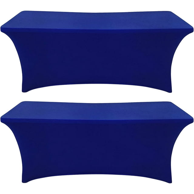 GHSDFBB Spandex Table Cover Fitted Rectangular Tablecloth Stretchable Fabric Lycra Tablecloth 8 ft Wrinkle-Free for Party Dj Tradeshows Banquet Weddings Cocktail, 2 Pcs