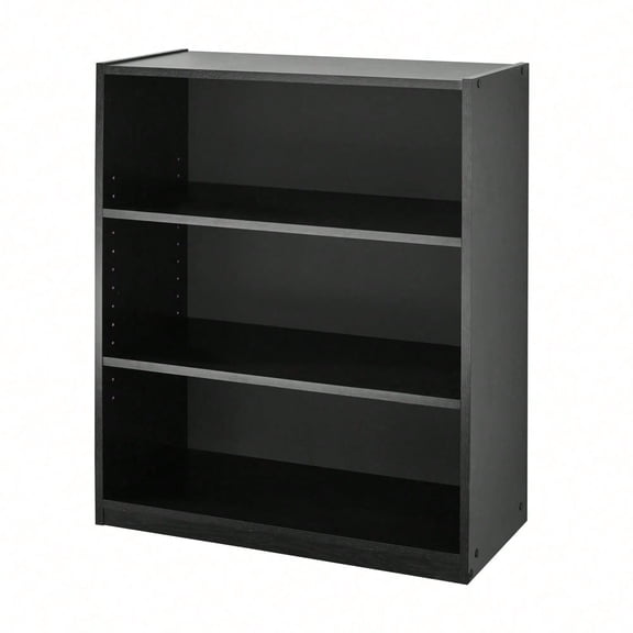 3-Shelf Bookcase With Adjustable Shelves, True Black Oak