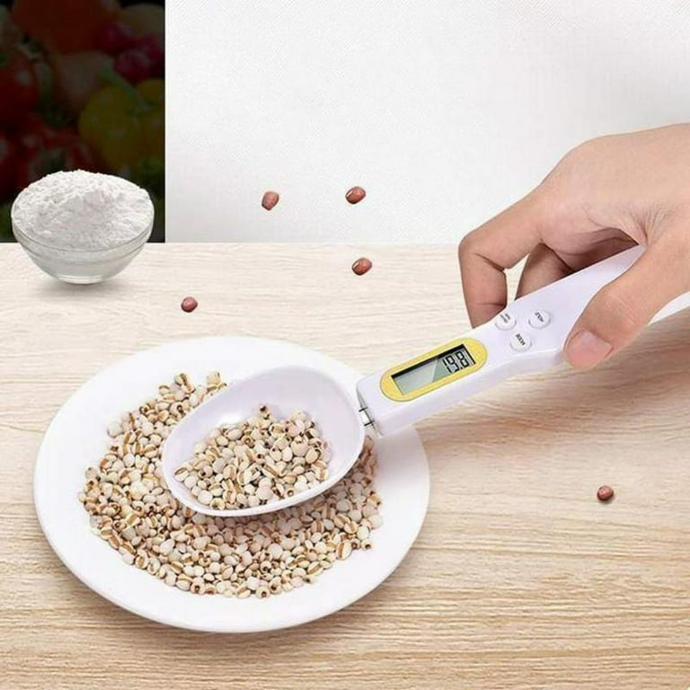 Kitchen Scale Spoon Measure Grams and OZ Spoon Digital Weight Scale Spoon  Accurate Electronic Measuring Spoon for Tea Flour Spices Medicine,White 